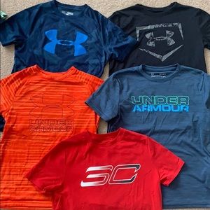 Lot of 5 boys med under armour tees
